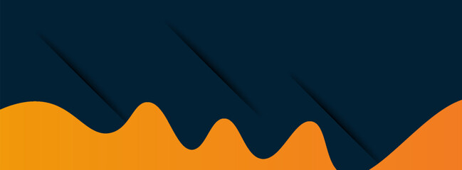 Modern dark blue orange geometric business banner design. Creative banner design with wave shape and line as template. Simple horizontal banner. EPS10, WEBSITE