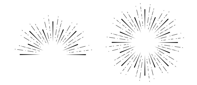 Sunburst Retro Dash Lines Radial Vector Illustration