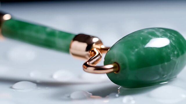 Jade Roller Beauty Tool - A Close-Up Look at Skincare.