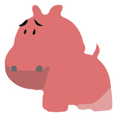 Cartoon illustration of a funny pink piggy bank, coin and rhino animal on a farm for business finance savings and wealth