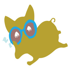 funny cartoon cat illustration with cute kitten character