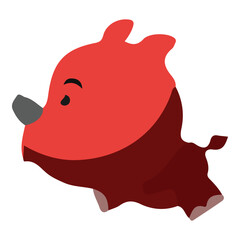 Funny red pig cartoon with coin and hat illustration.....