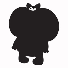 Cute cartoon black piggy bank with coins and money savings illustration.....