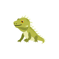 Fototapeta premium Cute green iguana cartoon illustration