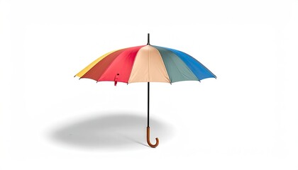 Obraz premium Open umbrella, rainbow colored segments, wood handle