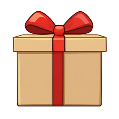 Elegant Gift Box with Red Bow on Transparent Background, Perfect for Holiday Promotions