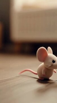Cartoon cute Little rat with dumbo ears. Blank to add text or image, vertical video.