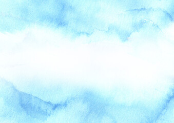 青の水彩絵の具がにじむテクスチャのフレーム