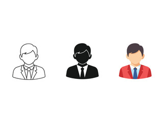 Three businessman avatars in different styles