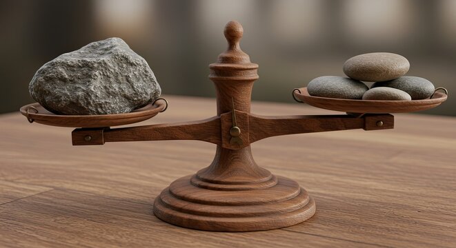 Stone scale balance conceptual image of weighing and comparison - Powered by Adobe