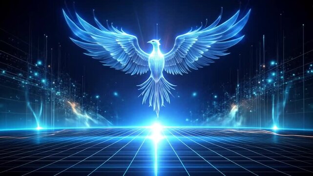 Digital Phoenix Rising: Futuristic Bird Animation