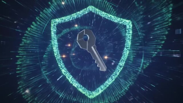 Digital Security Key: Shield Protection with Binary Code