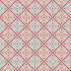 ornament of hand drawn squares. vector seamless pattern. pink, blue repetitive background. modern decorative art. geometric fabric swatch. embroidery template. textile design
