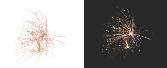 Świąteczne fajerwerki na przezroczystym tle. Sylwester. Nowy rok.