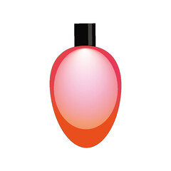 This is a digital illustration of a single, glowing fastival light bulb. The bulb exhibits a smooth color gradient, transitioning from a soft pink at the top, where it emits a bright highlight, down 