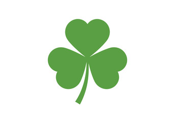 A green shamrock silhouette centered on a plain white background