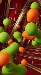 Surreal Geometric Design Featuring Abstract Shapes and Warm Color Palette