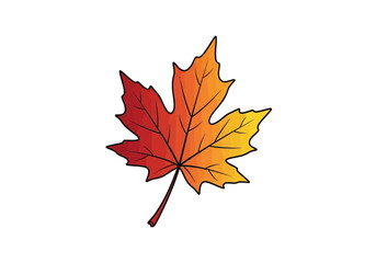 Illustration of a single maple leaf transitioning from red to yelloworange