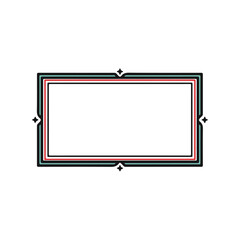 Geometric Frame with Red, Teal, Black and Stars