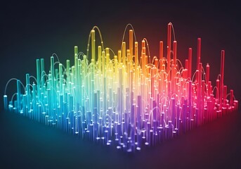 Vibrant spectrum analysis, interconnected data points visualization concept