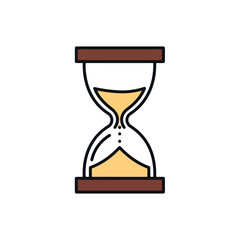Hourglass Icon with Brown and Black Outlines, Time Symbol