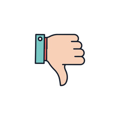 Hand with Thumbs Down Icon, Negative Feedback Symbol