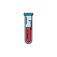 Laboratory Test Tube with Red Liquid and Outline Style