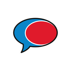 Modern Blue and Red Speech Bubble Icon on White Background