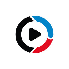 Modern Play Button Logo with Color Segments