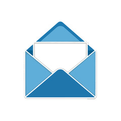 Modern Open Envelope with Paper, Blue and White