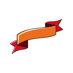 Orange Ribbon Banner with Red Accents, Black Outline
