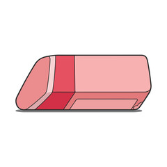 Pink Eraser with Black Outline Isolated on White