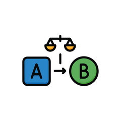 Process Diagram Scales, Shapes A B, Data Flow Icon