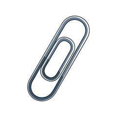 Simple Blue Paperclip Isolated on White Background