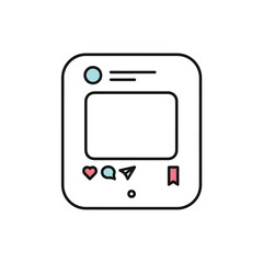 Social Media Interface Icon with Black Outlines and Icons
