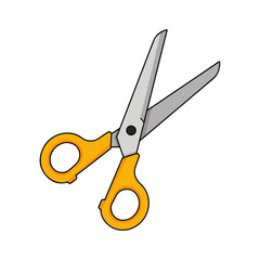 Yellow and Gray Scissors Illustration, Isolated on White