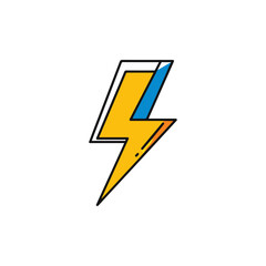 Yellow Bolt Icon with Blue and Orange Accents