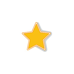 Yellow Star with White Border and Shadow on White Background