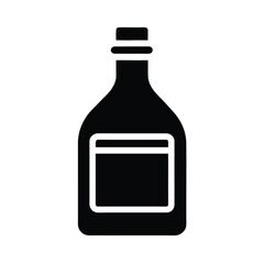 Bottle With Label And Cap Icon Vector Illustration