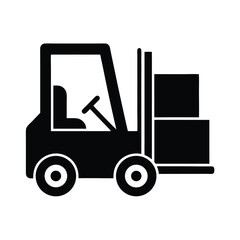 Forklift Carrying Boxes Icon Vector Illustration