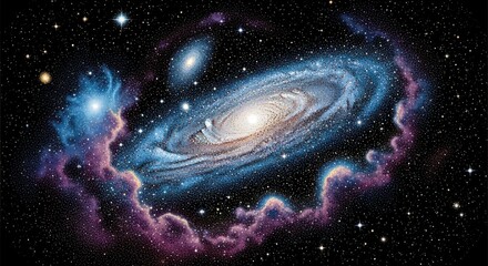 Universe Galaxy Nebula Stars Pointillism