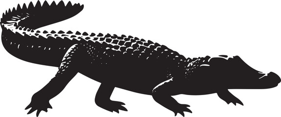 Fototapeta premium Silhouette of a Crocodile Walking on Land Nature Illustration Wildlife Art