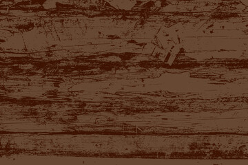 Detailed illustration of brown rustic wooden planks with distressed grunge texture. Features scratches, cracks, and worn natural details, ideal for vintage, retro, or abstract design backgrounds.