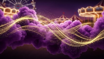 Abstract Purple Clouds with Golden Light Waves
