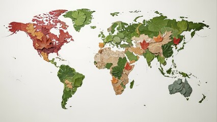 World Map with Green Nature and Environmental Concept