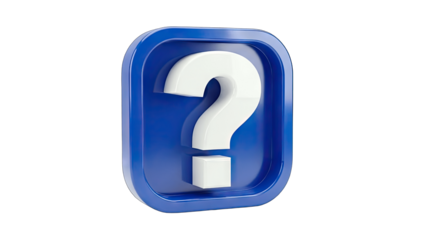 Question Mark Icon in Blue Frame on White Background