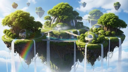 Futuristic Floating Eco City with Green Architecture