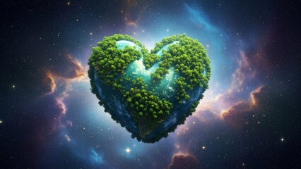 Heart Shaped Green Earth Representing Love for the Environment