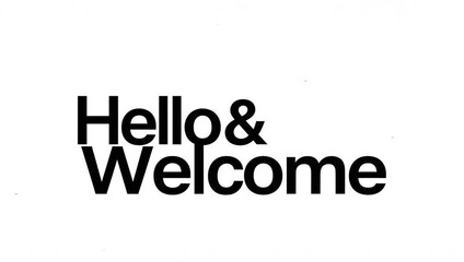 Bold 'Hello & Welcome' Text Greeting on White Background - Powered by Adobe