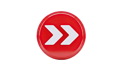 Red Arrow Button Pointing Right on White Background